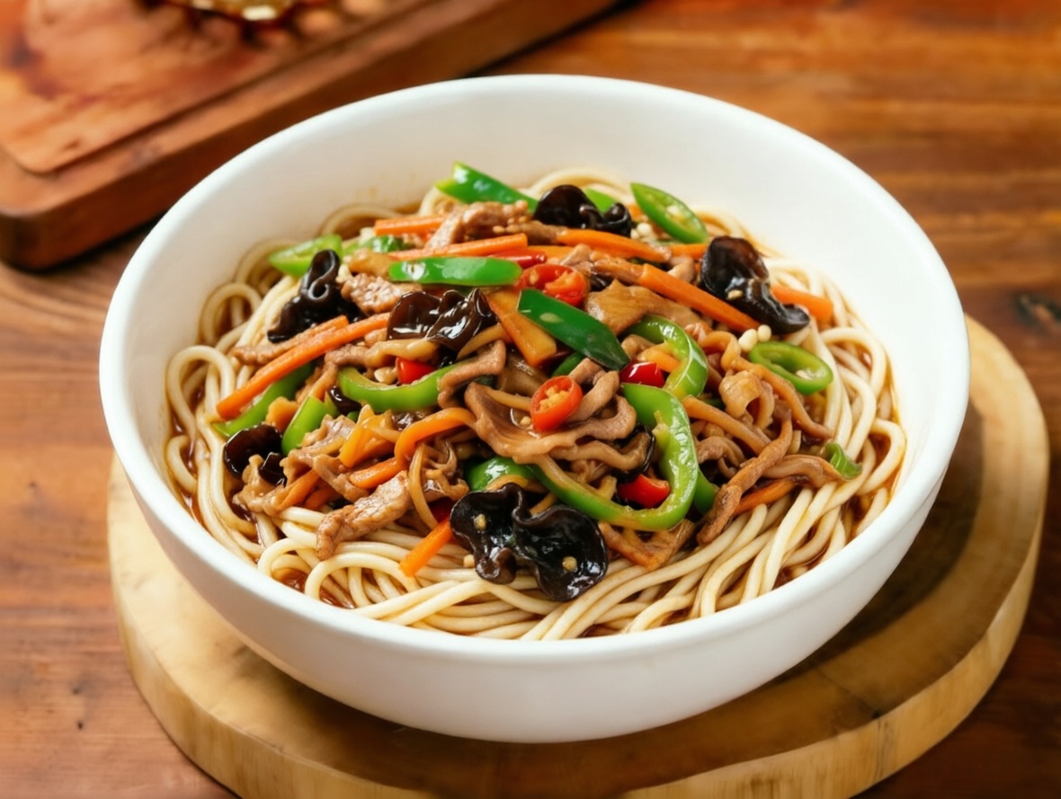 鱼香肉丝盖浇面